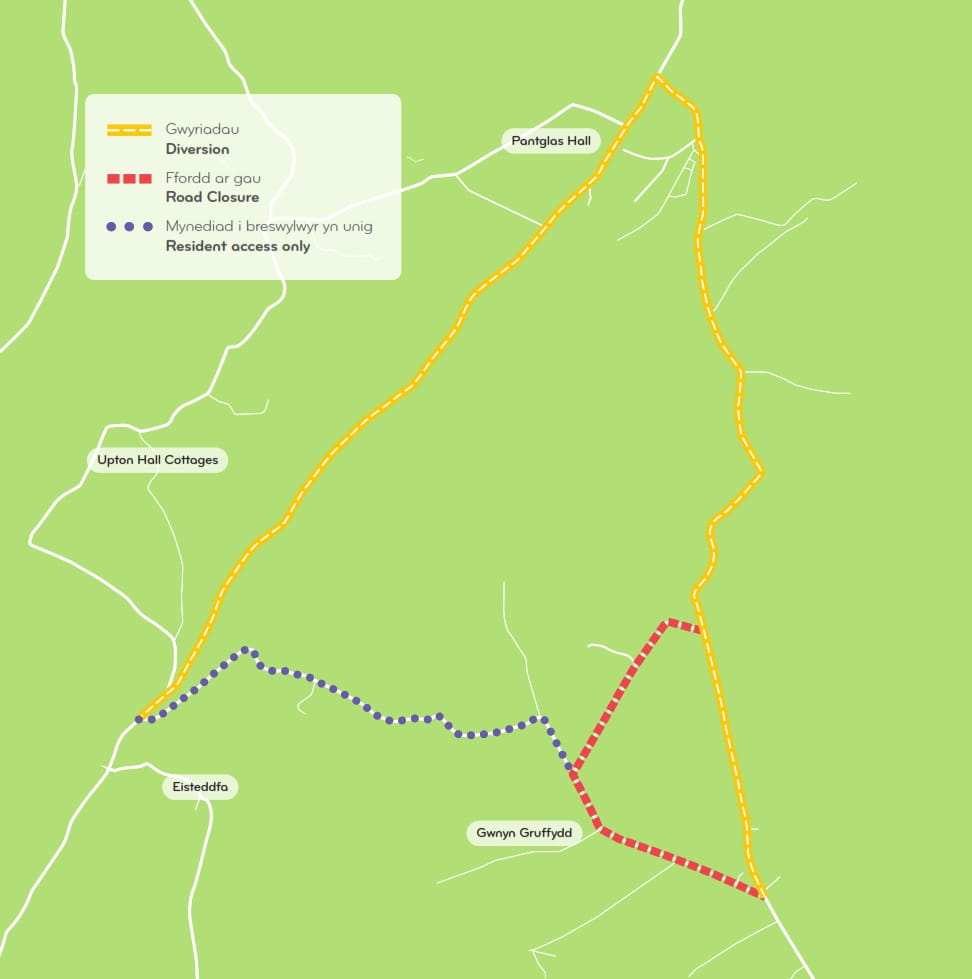 Llanfynydd Llandielo Road Closure