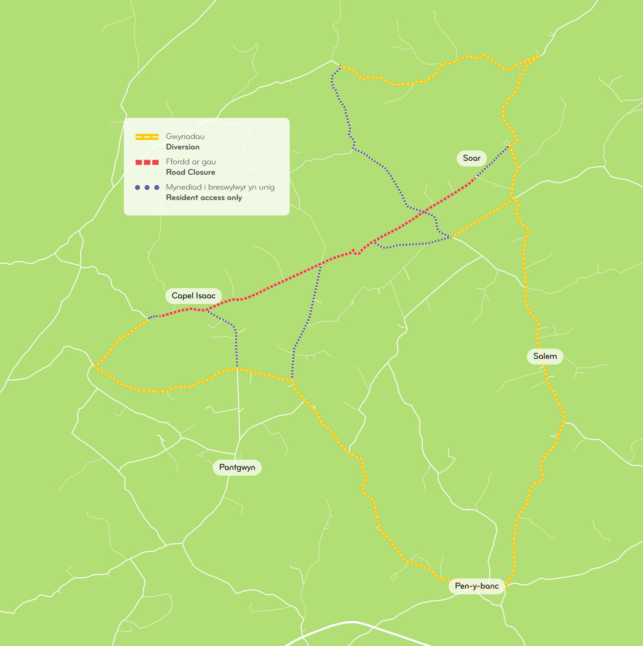Salem and Manordeilo Road Closure